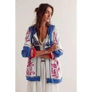 Free People We The Free Royals Hoodie Jacket Top Printed Oversized XS NEW 275934